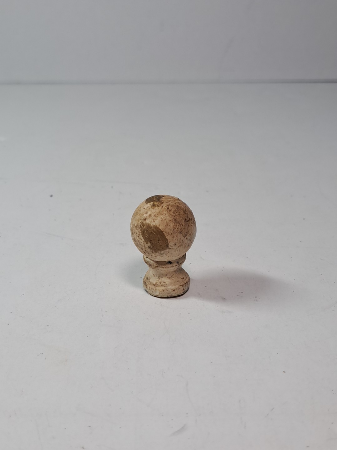 Vintage Round Beige Drawer Pull Or Finial Weathered Finish