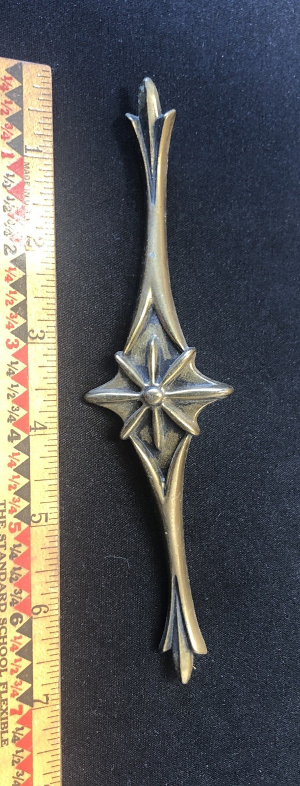 5 Vintage ATOMIC STARBURST MID CENTURY BRASS HANDLES DRAWER PULLS WITH SCREWS