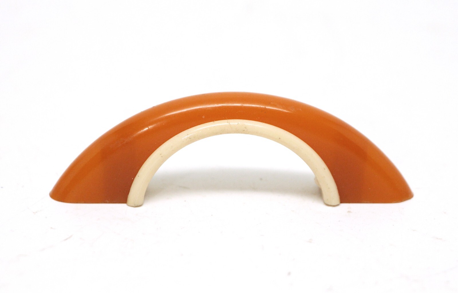 Vintage 3 in. Mid Century Orange & White Plastic Bridge Pull