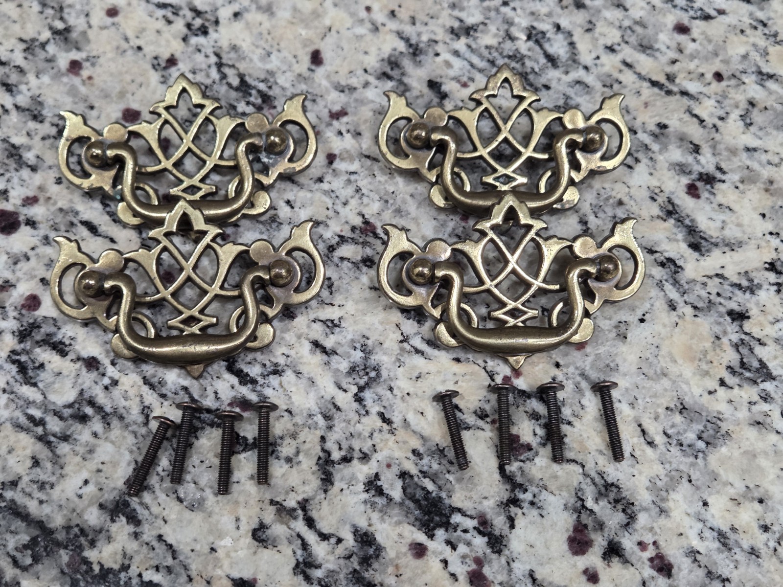 Keeler Brass Co. KBC Drawer Handles Pulls # N19352 Chippendale Batwing Lot of 4