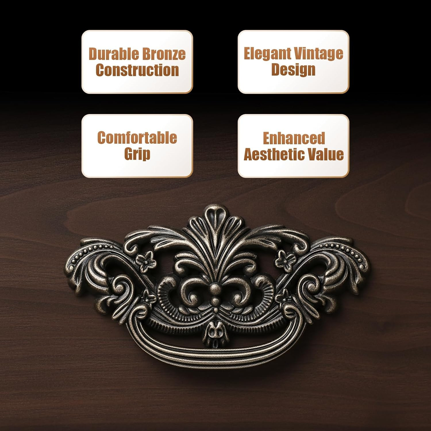 3 Inch C-C Vintage Drawer Pulls – 4PCS 3” Dark Antique Bronze Cabinet Handle…