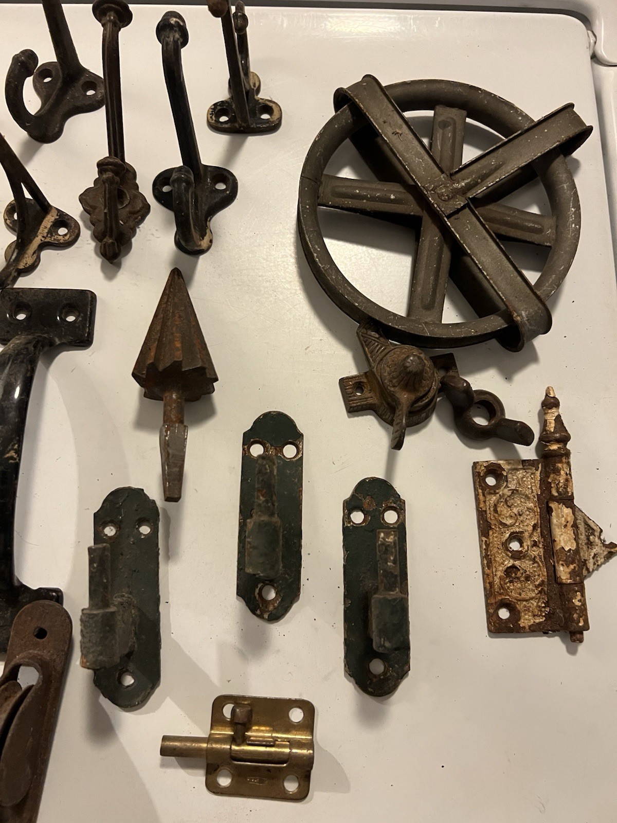 A collection Vintage Antique assorted Window Door hardware LOT 26 Pieces Hooks