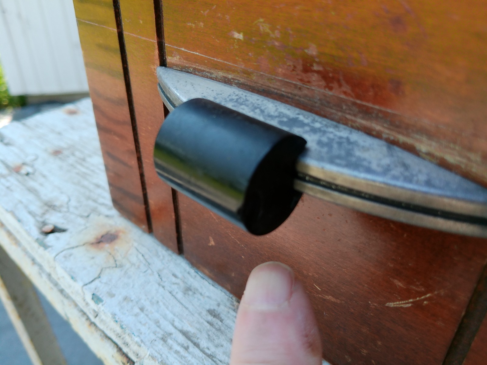 Set of 3 Vintage Metal Black Bakelite? Drawer Pulls Deco MCM