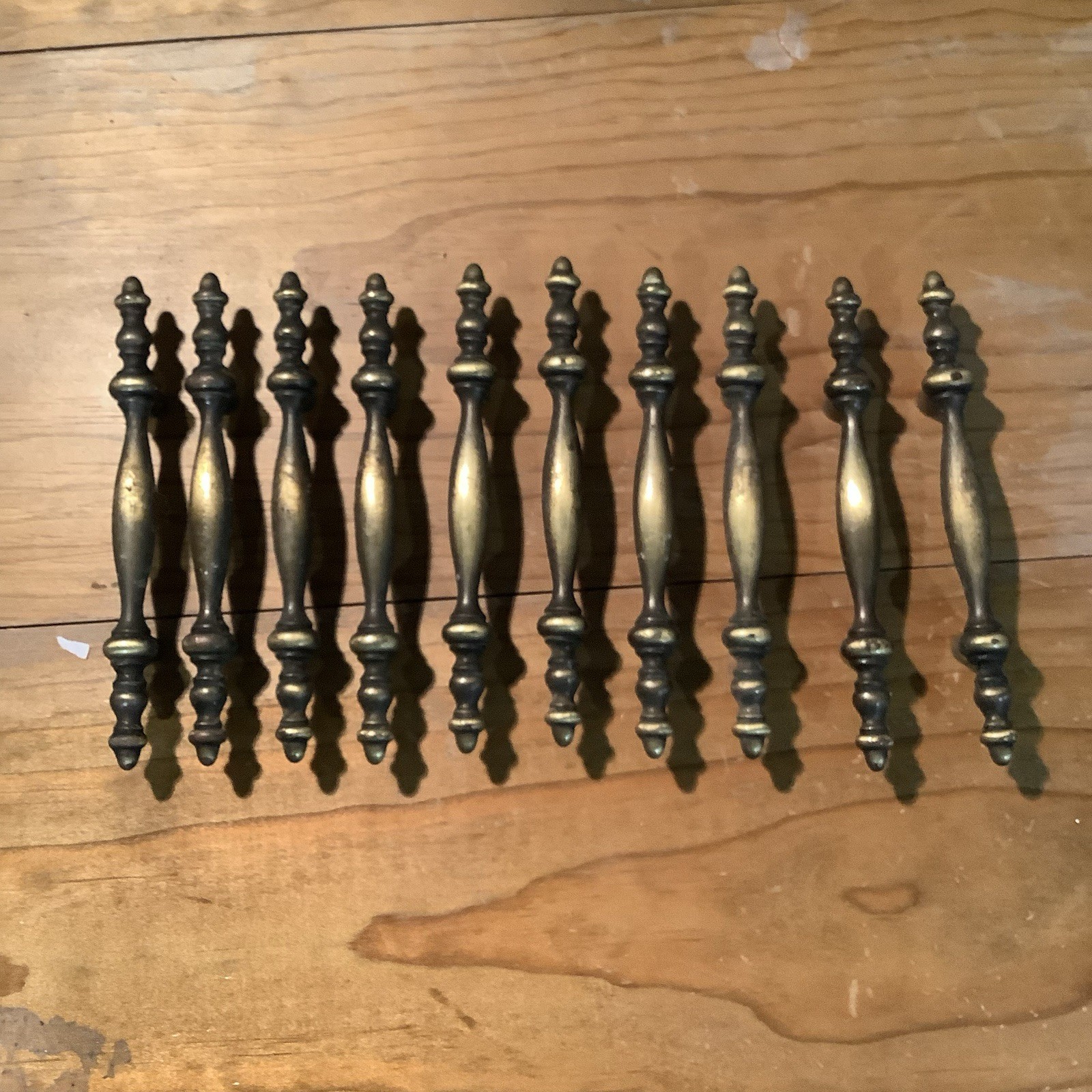 Vintage Amerock 60’s Aged Finish Brass Drawer/Cabinet Pull Handles Lot Of 10