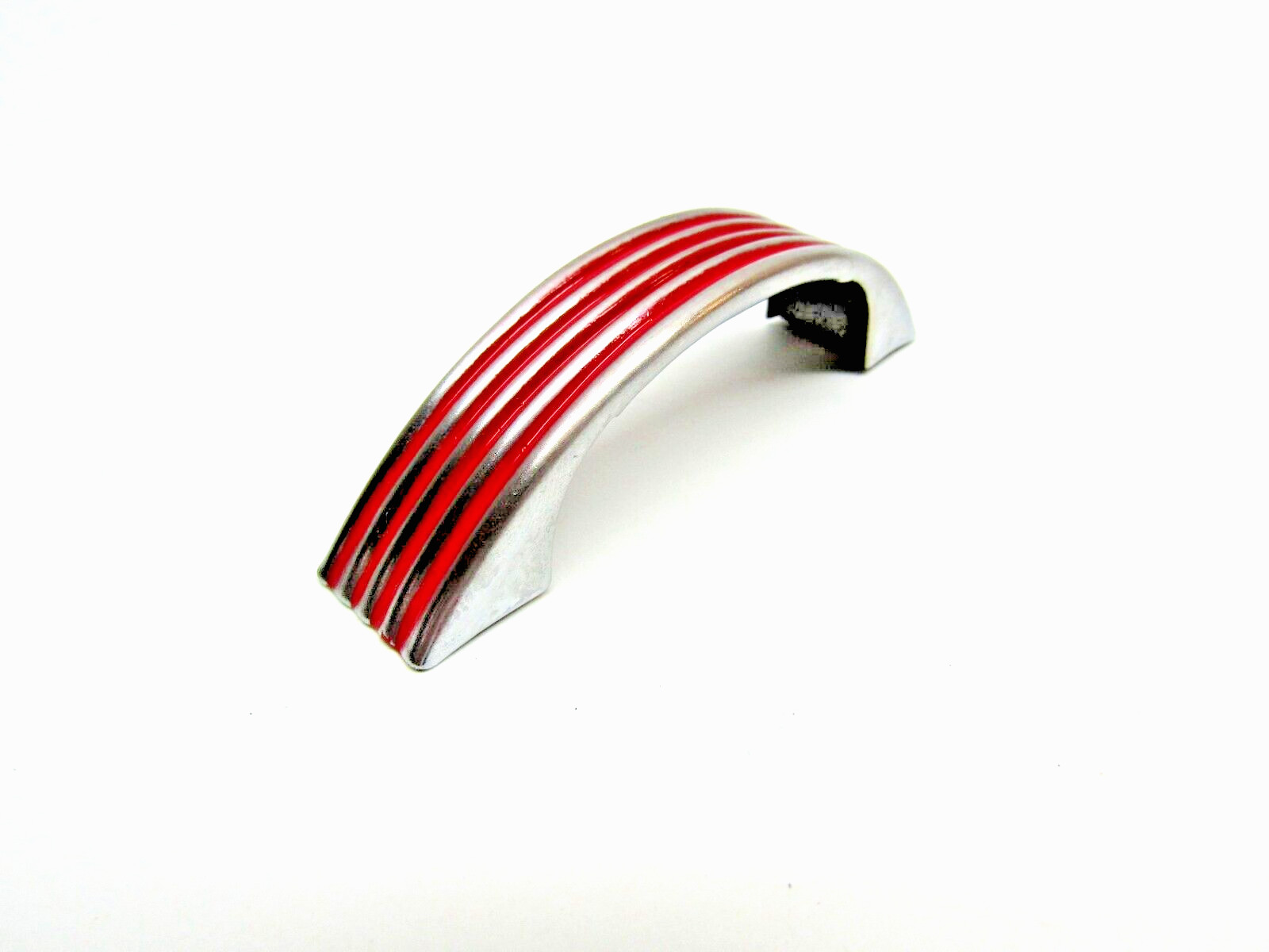 Vintage Chrome Drawer Pulls w Red Grooved Lines Cabinet Door Handles Amerock