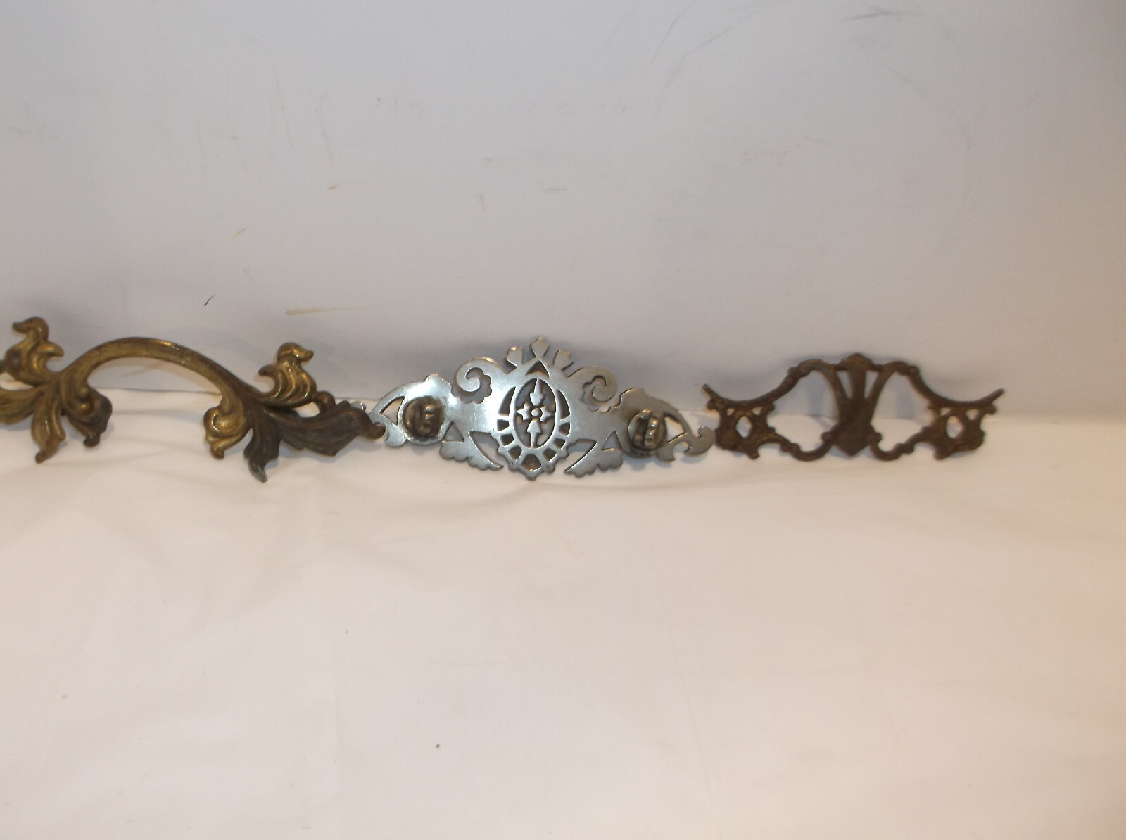 3 Antique Vintage Dresser Metal Back plates from Salvage Could be Cast?