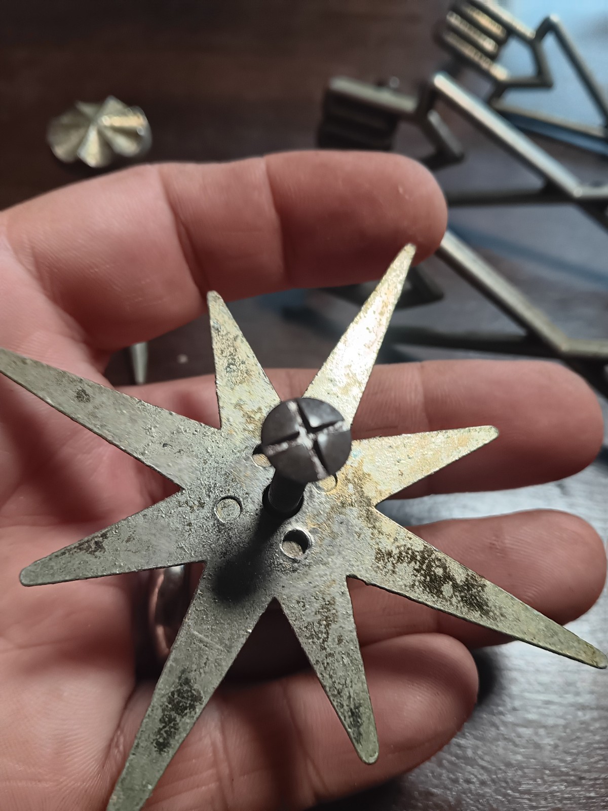Atomic Star MCM Space Age Drawer Pulls Lot Of 4 Brass Tone