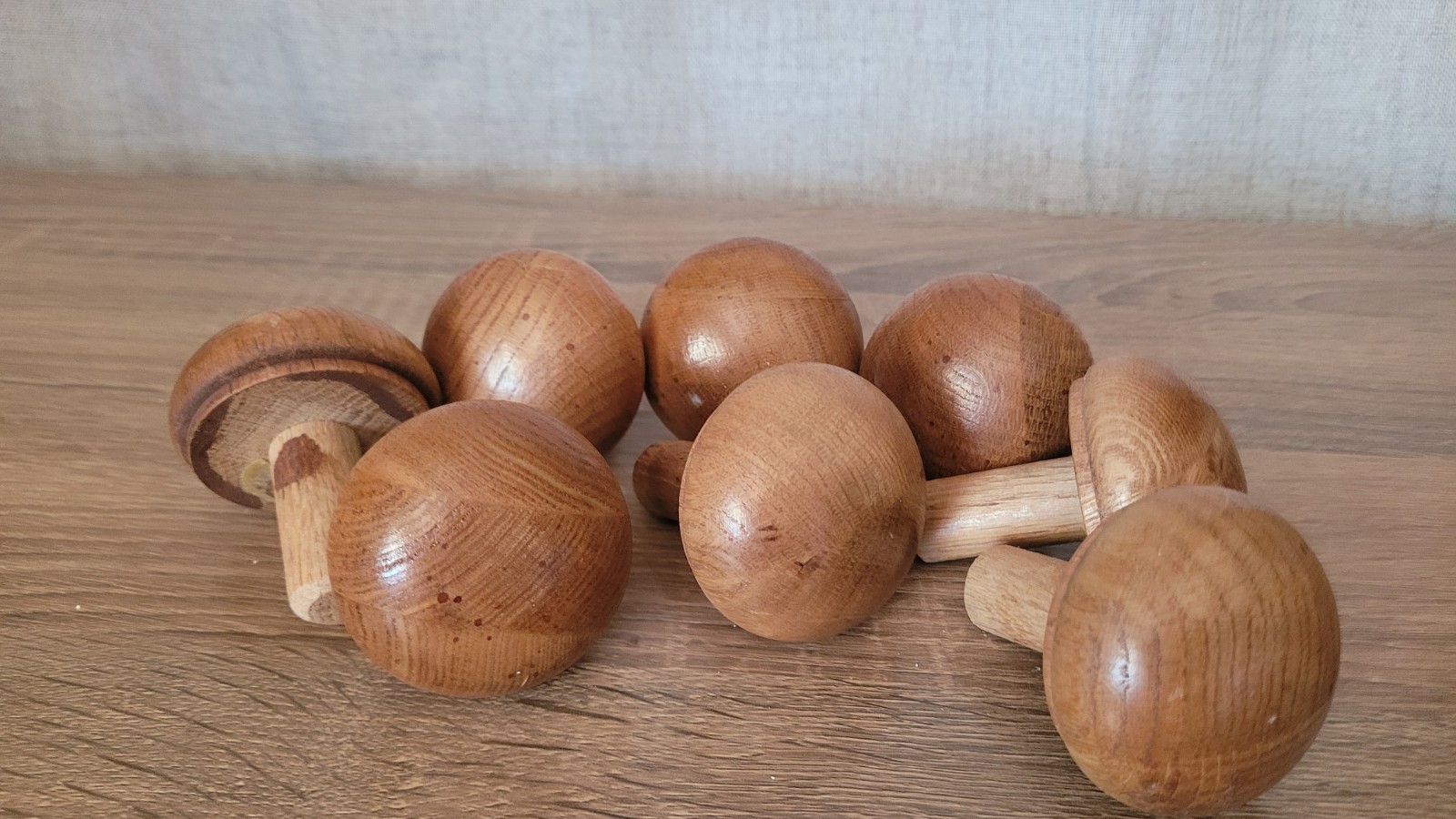 Vintage Wood Drawer Pulls Mushroom Shaped