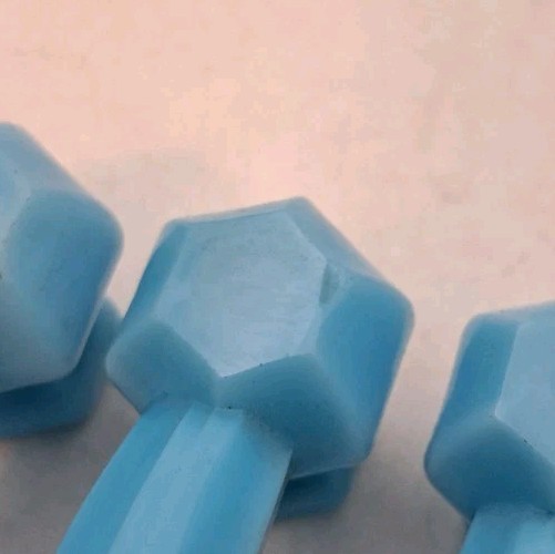 Antique Blue Milk Glass Handles Depression Glass Drawer Handle Hardware Lot of 6