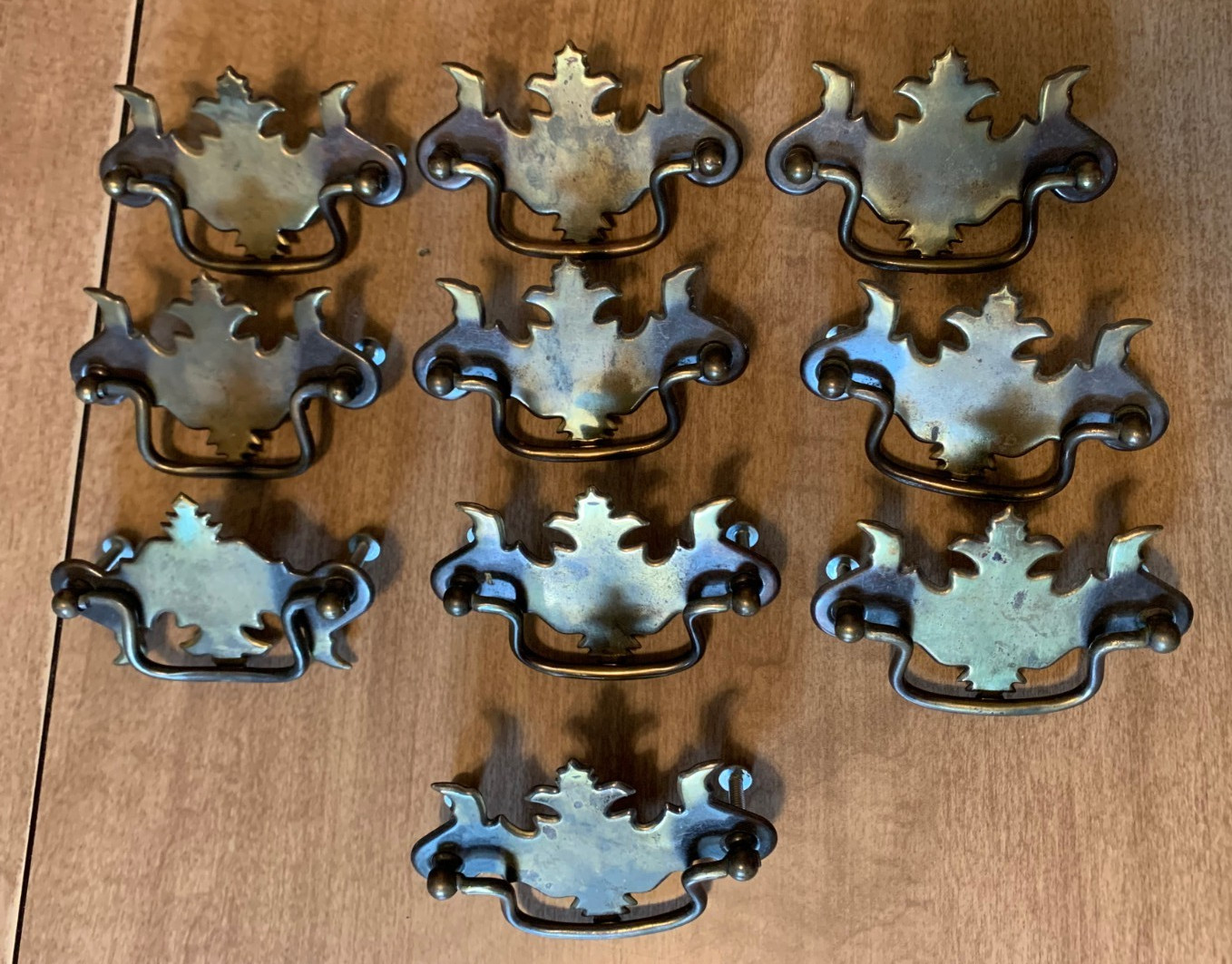 10 Vintage Pull Handles 3″ Screw Center 3-3/4″ Wide 2-3/8″ Tall 1″ Length Screw