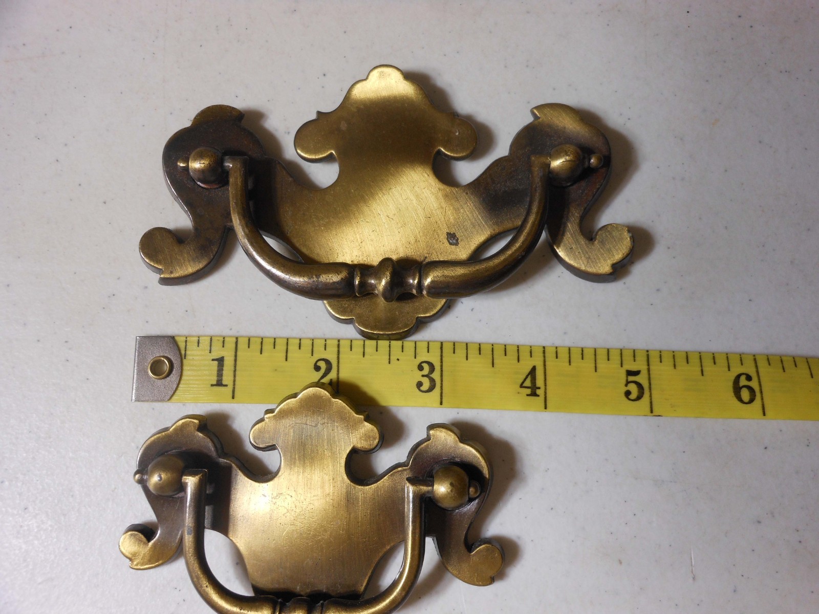 12 Vintage Brass Chippendale Batwing Bail Drawer Pull Handles