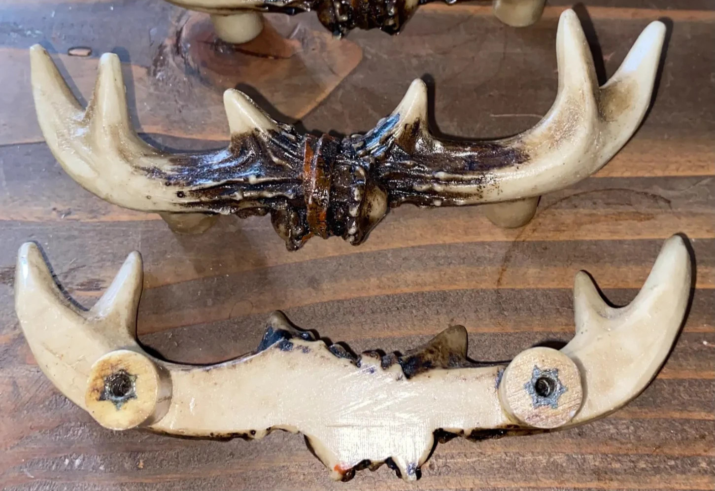 Set of 2 Western Rustic Deer Antlers Door Pull Furniture Hardware Bar Handles