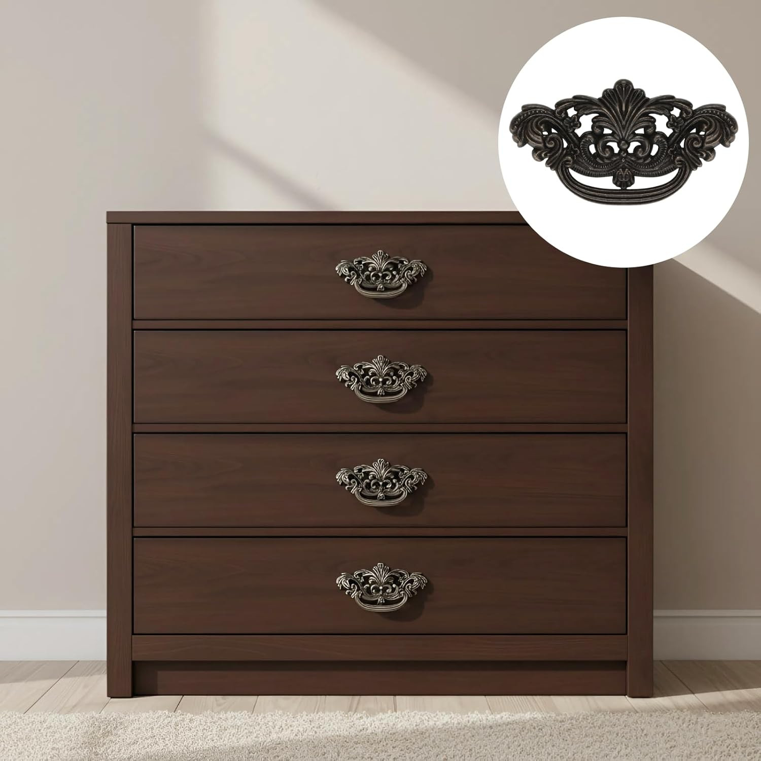 3 Inch C-C Vintage Drawer Pulls – 4PCS 3” Dark Antique Bronze Cabinet Handle…