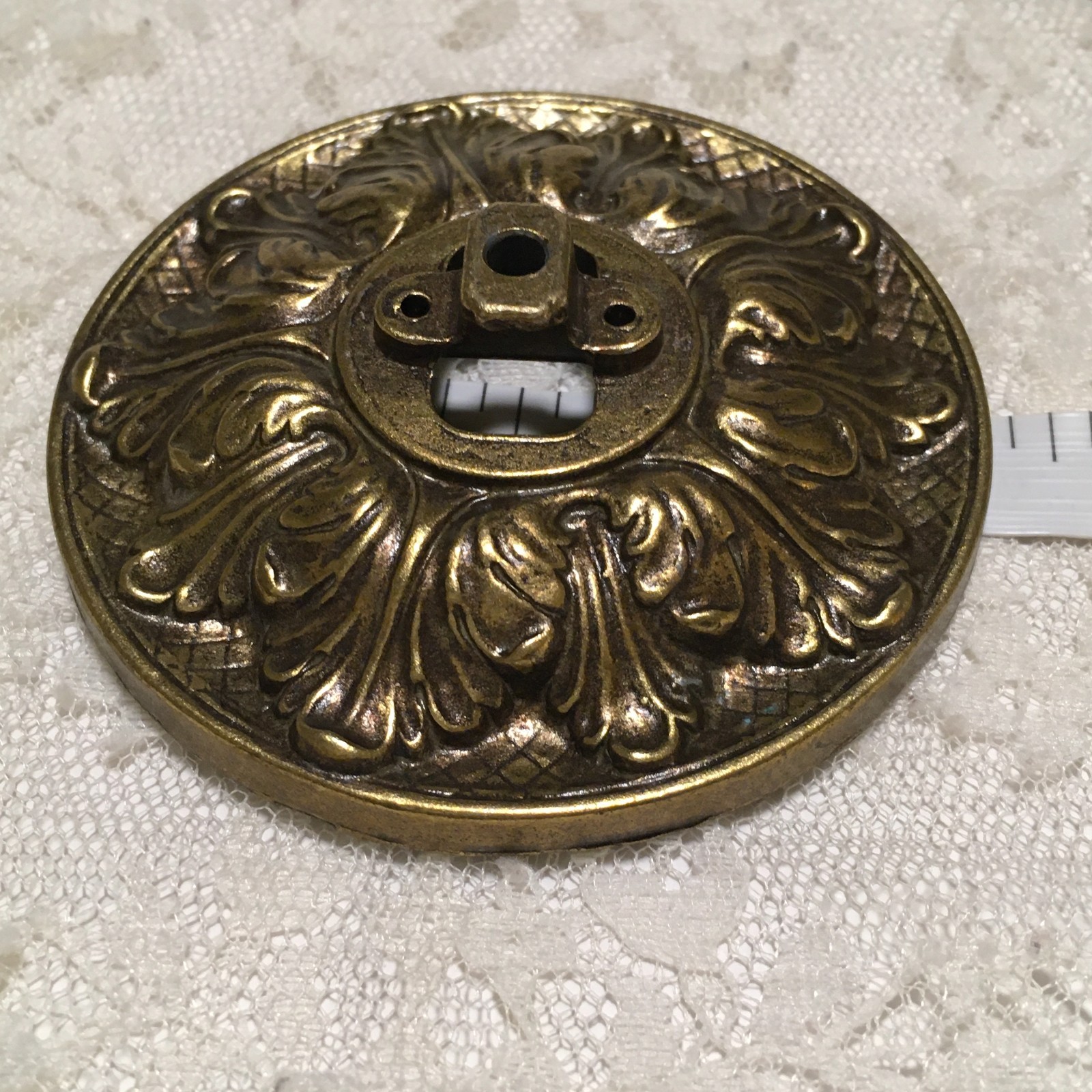 Vintage Brass Dresser Hardware Drawer Pull Plates Ornate 2 pcs