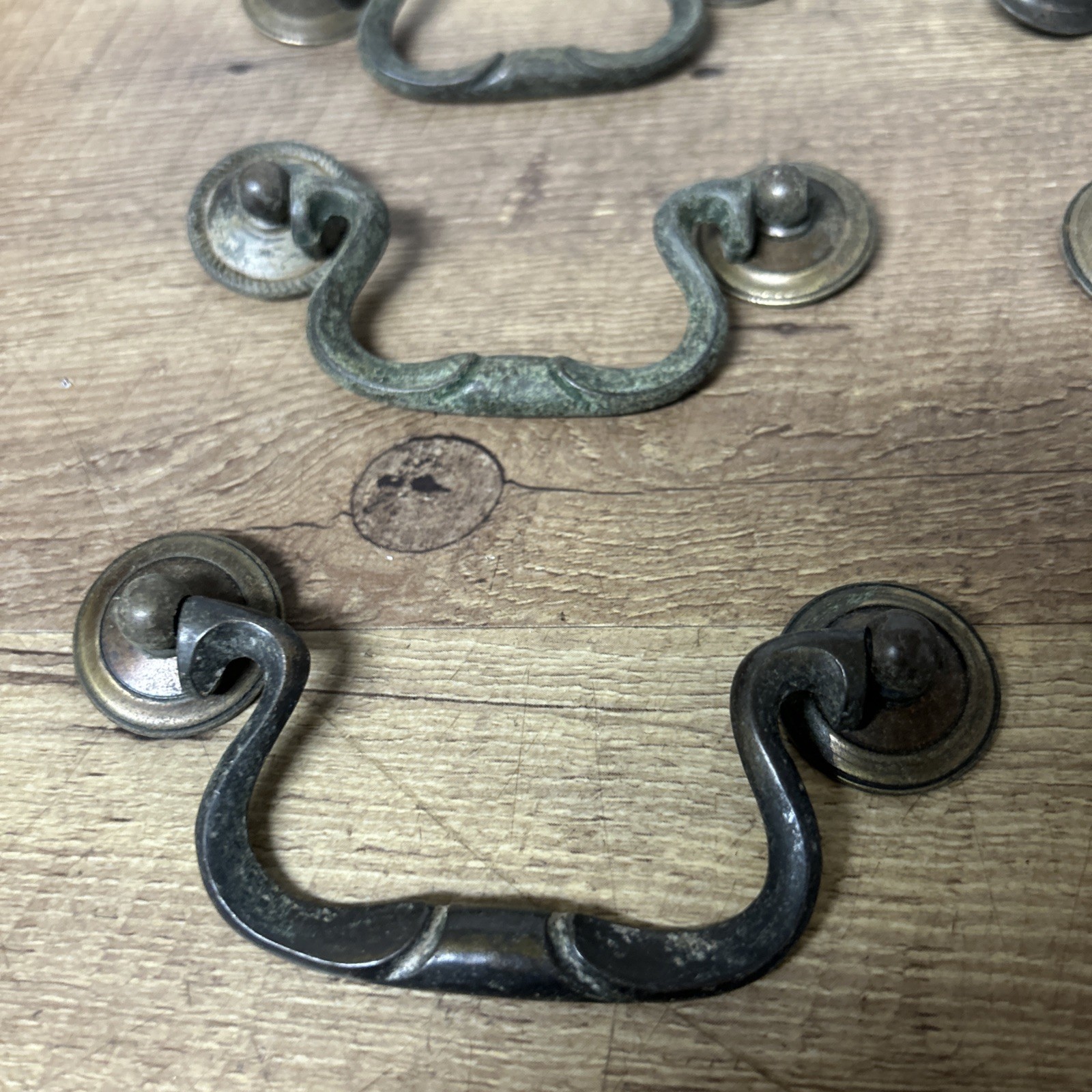 Lot of 8 Vintage Brass Drawer Pulls Swan 3 1/2 inch