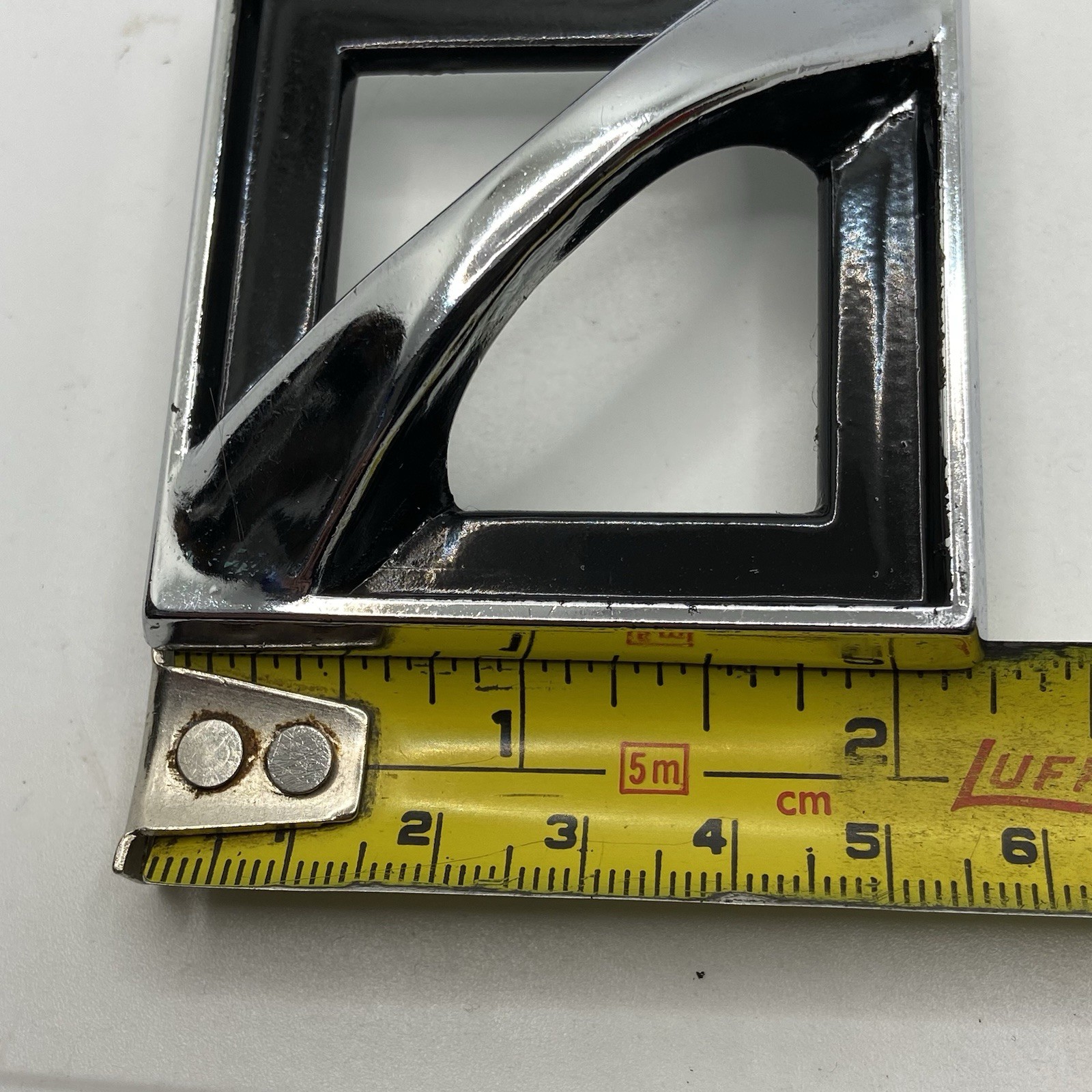 SET OF 4 VINTAGE MCM ATOMIC ERA CHROME DIAMOND GEOMETRIC CABINET DRAWER PULLS