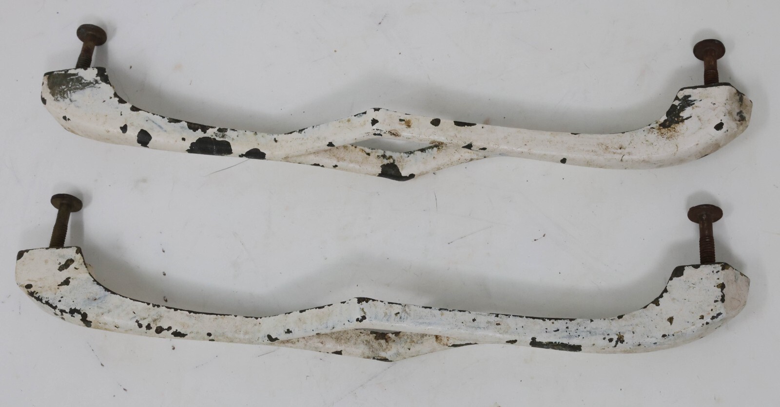 Antique Matching Pair Drawer Pulls Handles 8-1/8″ Long 7-3/8″ CTC Painted Brass