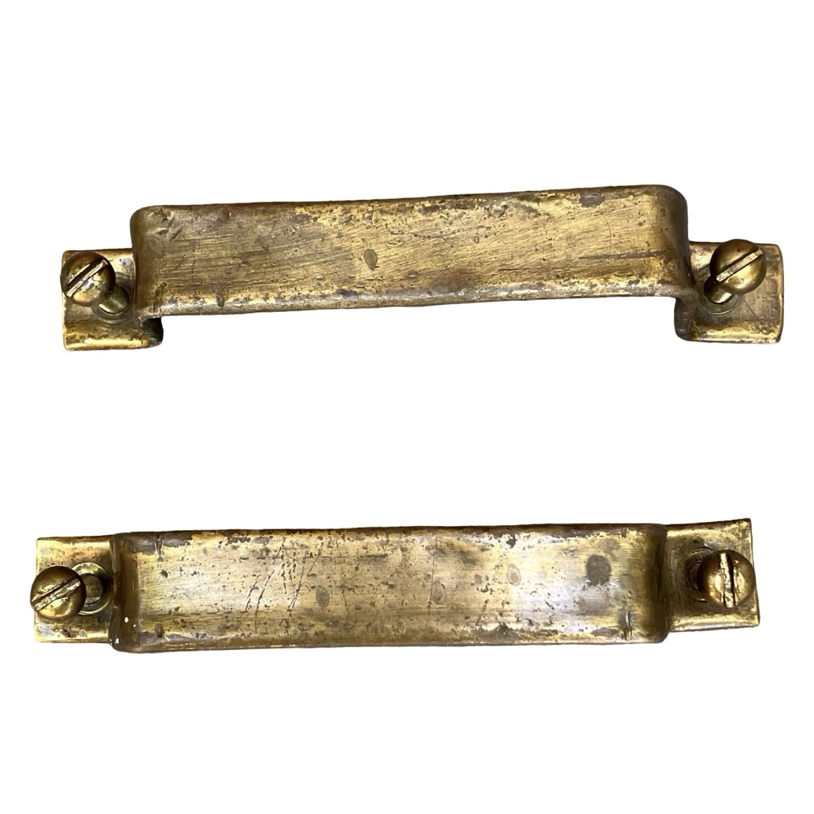 Antique Brass Cabinet Handles Drawer Pulls Door Rectangle Original Screws & Nuts