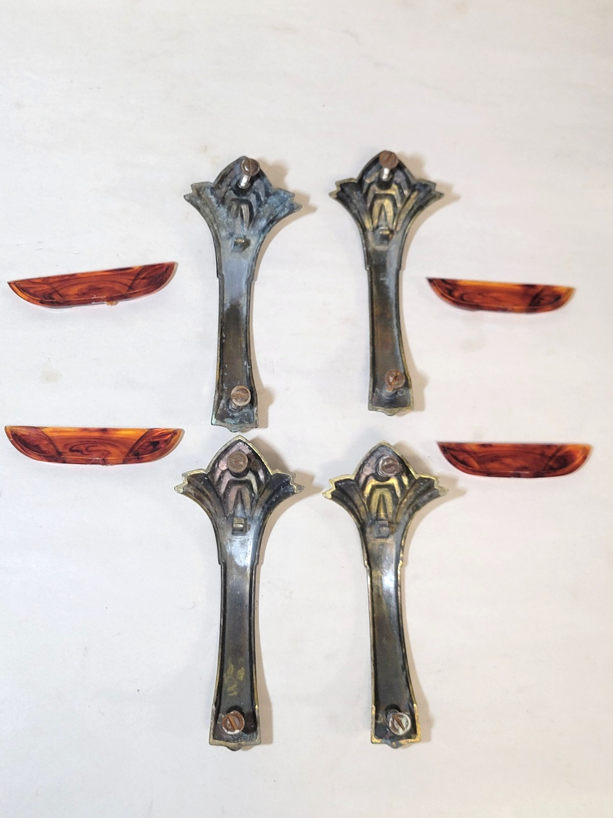 4 Art Deco Drawer Handle Streamline Theater-Style Vertical Pull Vintage Hardware