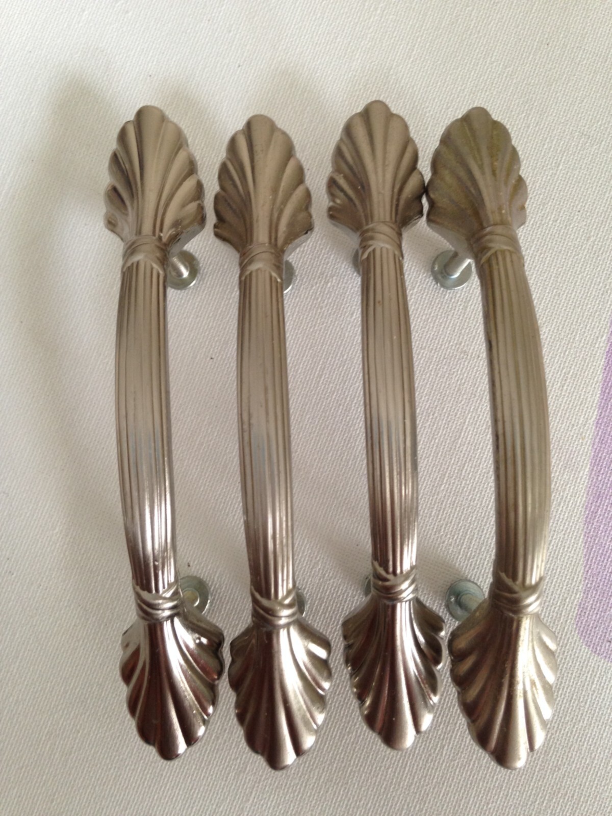 Vintag Art Deco Silver Tone Drawer Pulls Dresser Handle Set of 4 Pat No D355 839