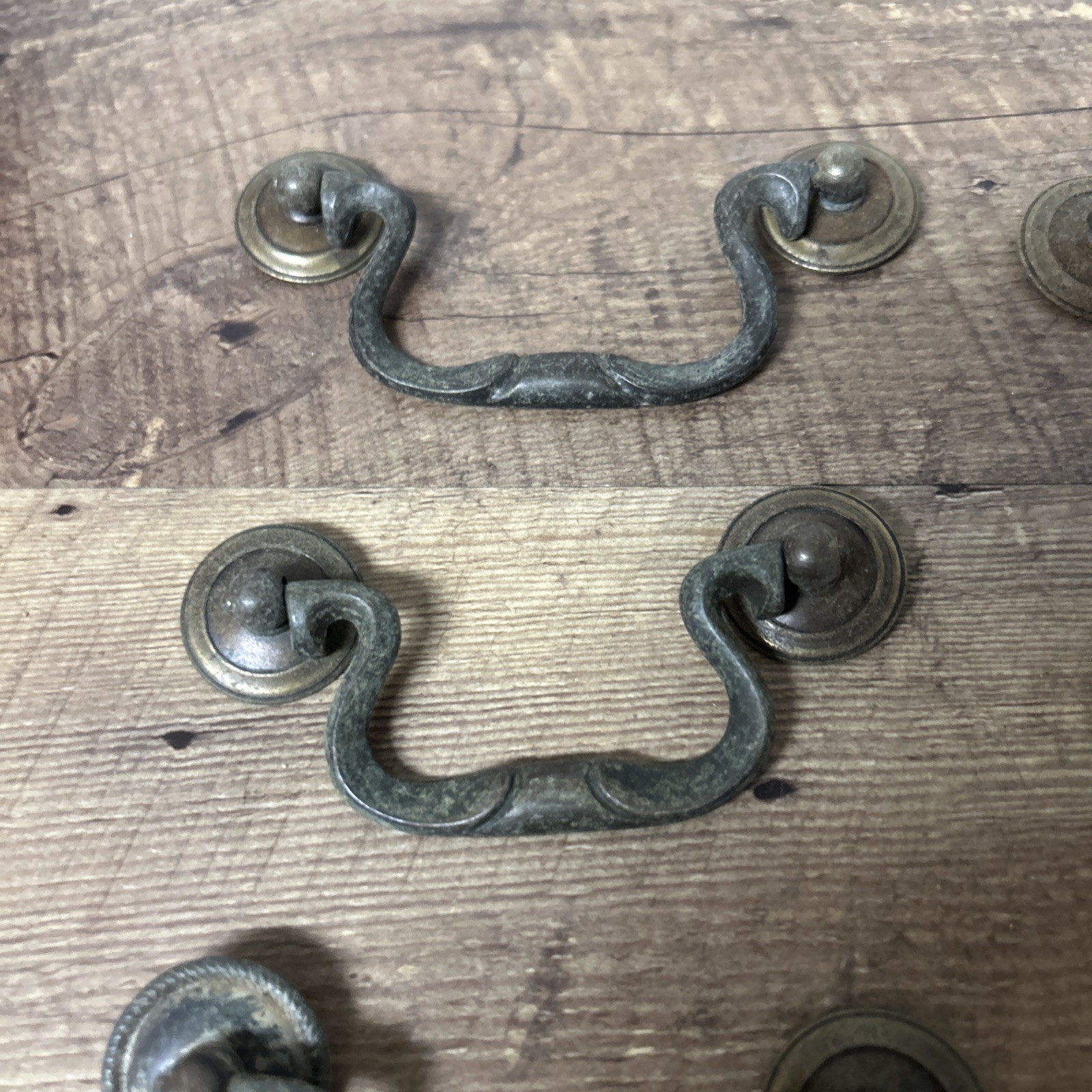 Lot of 8 Vintage Brass Drawer Pulls Swan 3 1/2 inch