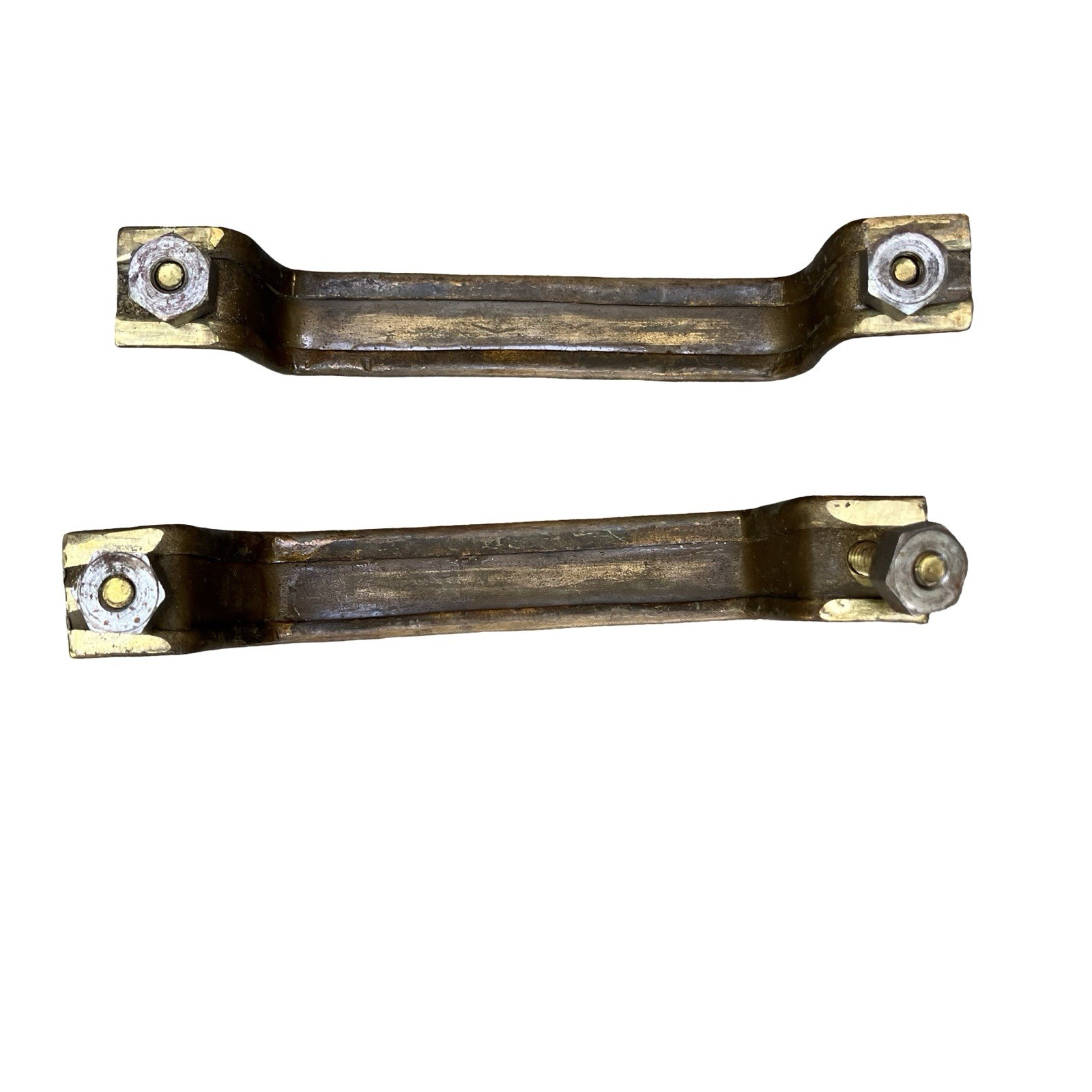Antique Brass Cabinet Handles Drawer Pulls Door Rectangle Original Screws & Nuts