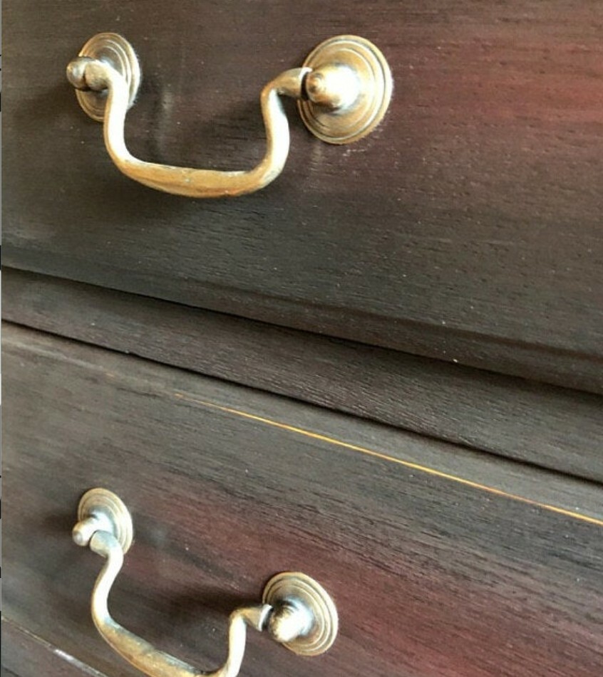 2 Antique Brass Swan Neck Bails Cabinet Drawer Pull handles approx. 3″ cntr #H39