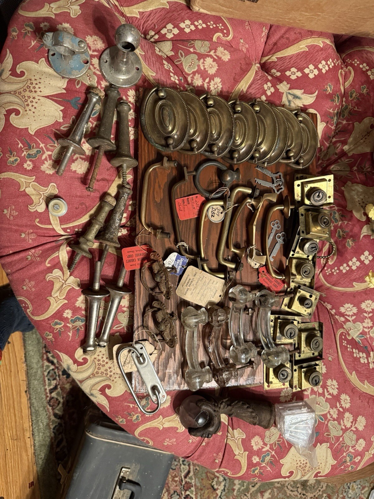 Vintage Cabinet Antique Drawer Pulls, Claw Foot & Stoppers Lot