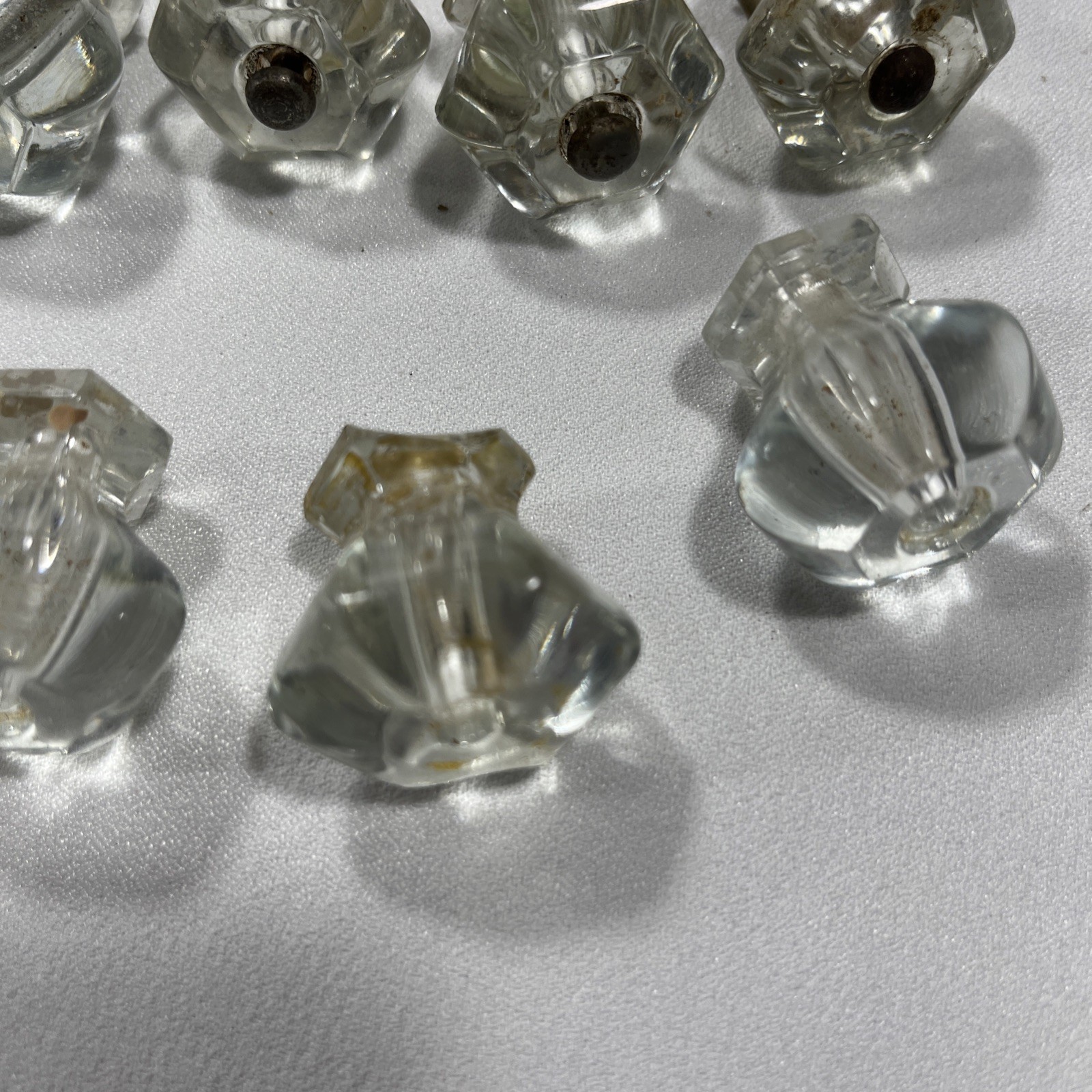 Lot Of 52 Antique Vintage Clear Glass Drawer Knobs-Salvage-Crafting-Restoration