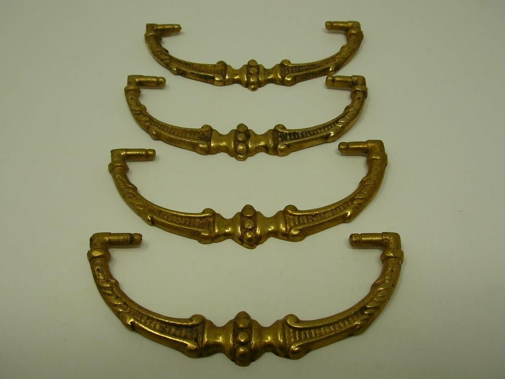 Set of 4 Vintage Cast Brass Drop Handle Drawer Pulls – Architectural Hardware
