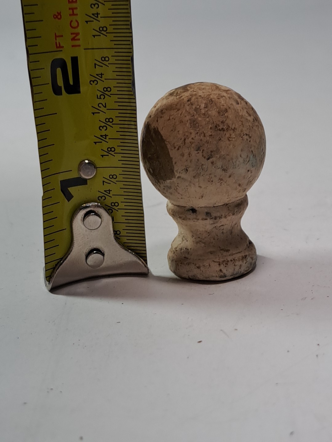 Vintage Round Beige Drawer Pull Or Finial Weathered Finish