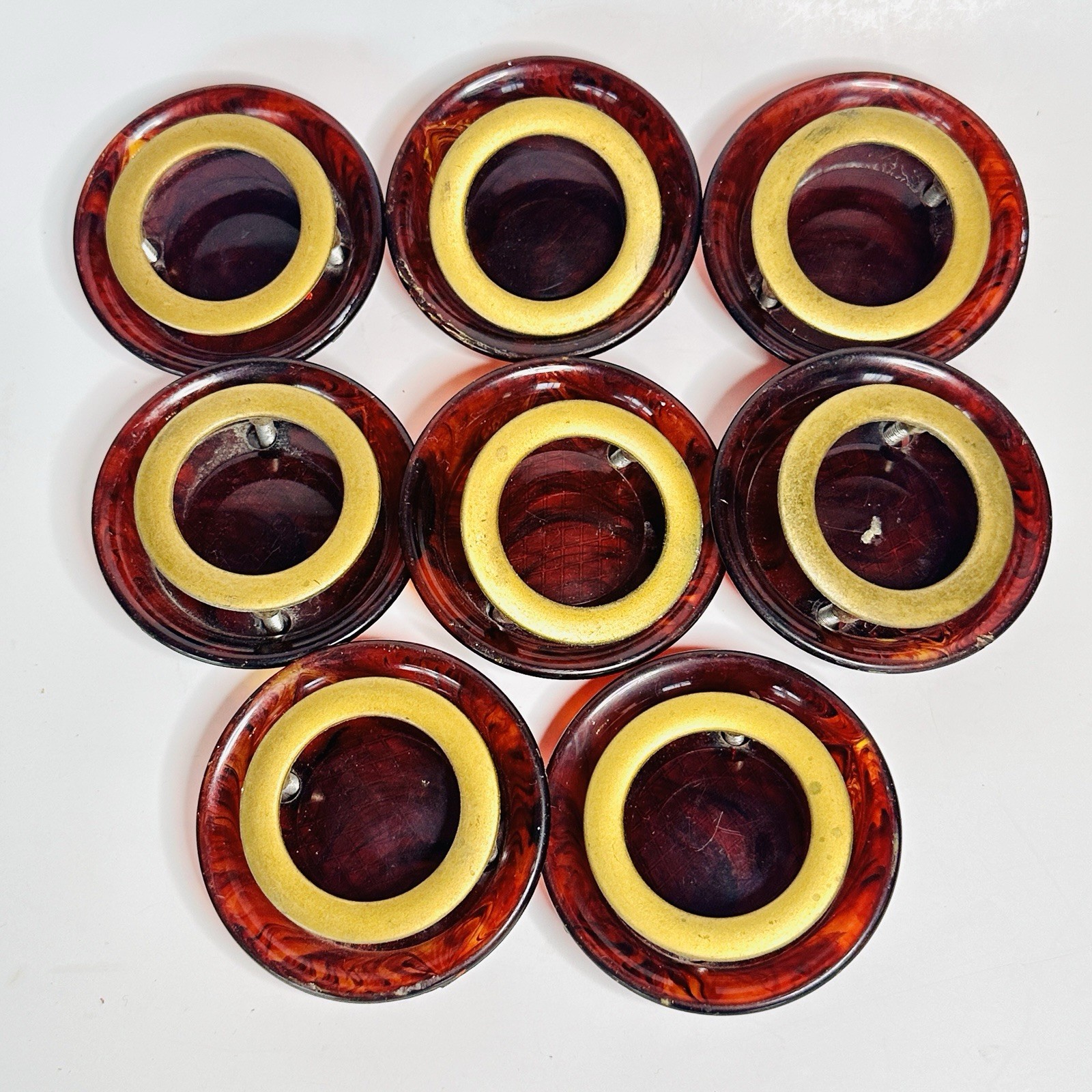 8 Vintage Bakelite Art Deco Butterscotch Cherry Red Swirl Knobs Drawer Pulls