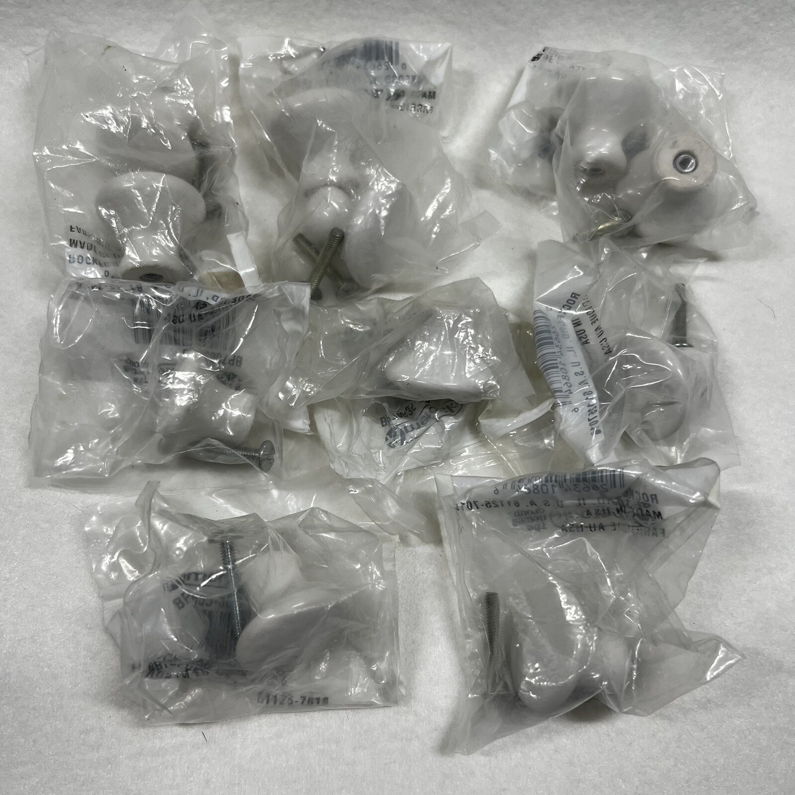 10 Amerock Porcelain Drawer Pulls Cabinet Knobs White 1 1/4″ Mushroom Top VTG