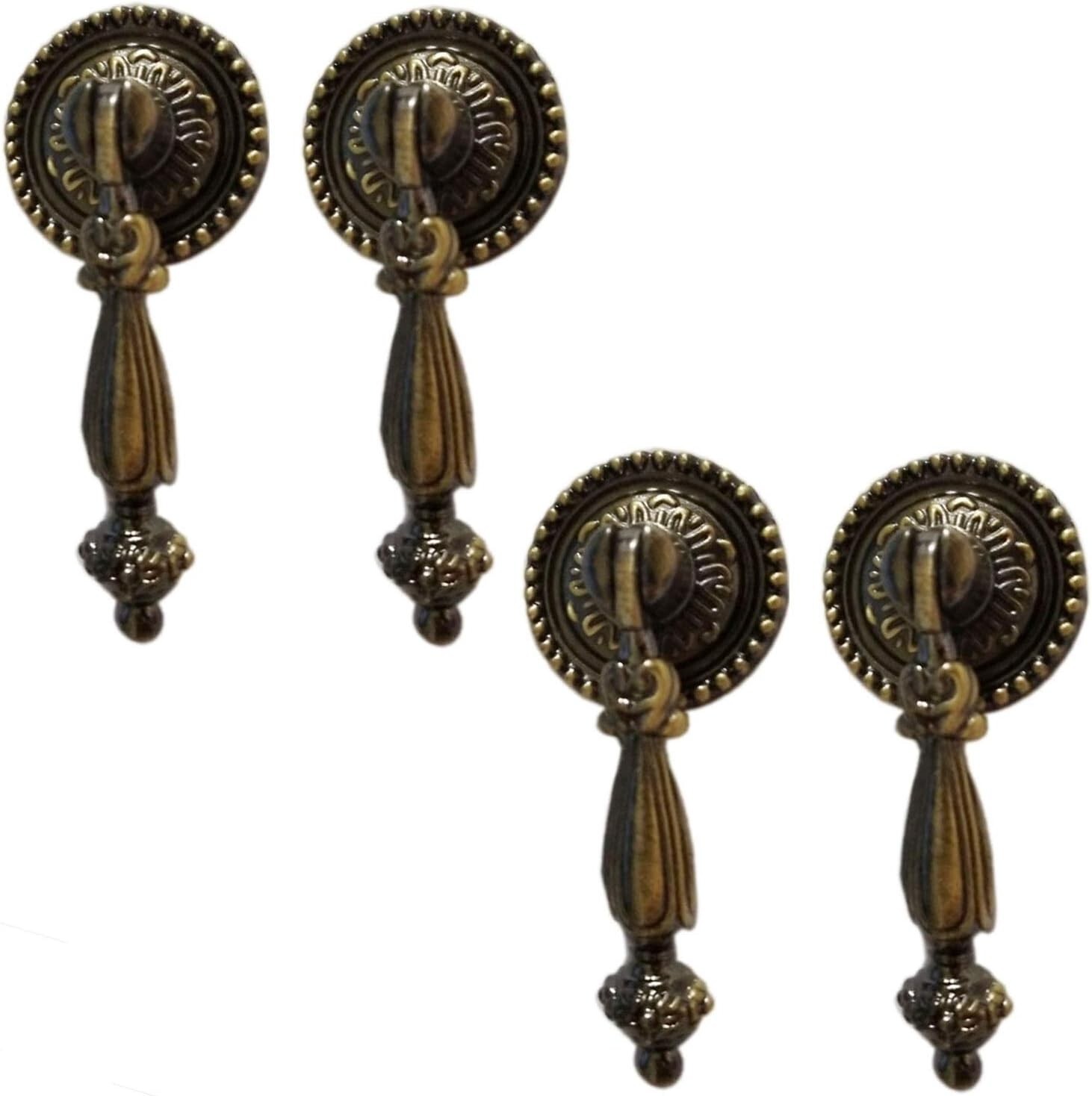 4 Pack Antique Style Bronze Metal Drawer Tear Drop Cabinet Decorative Pull.