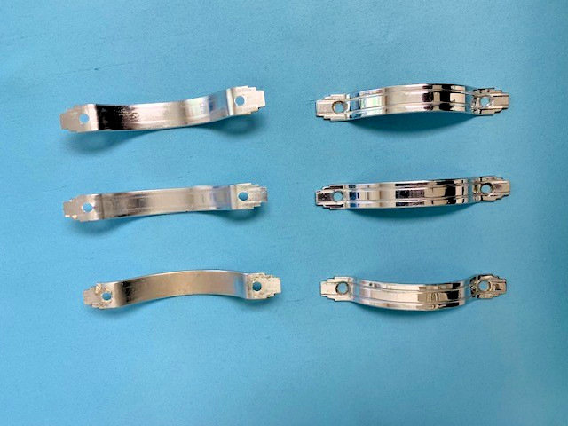 Chrome Art Deco Cabinet Drawer Pulls 1940’s stepped geometric ends