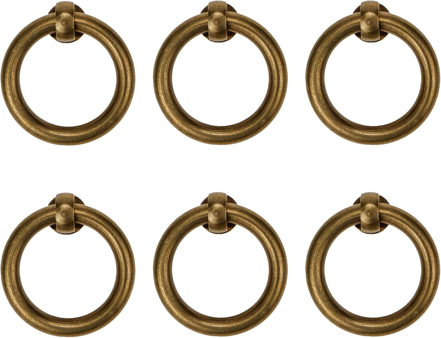 Antique Bronze Pulls Ring 6Pcs, 1.38 Inch Drawer Handles, Drop Ring Pulls Vintag