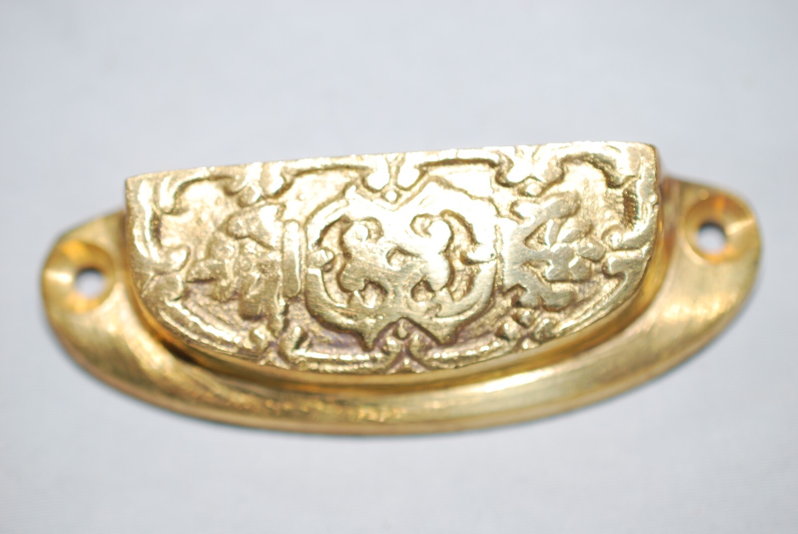 Ornate Vintage Brass Drawer Pull And Screws Never Used 2 5/8” Between Holes