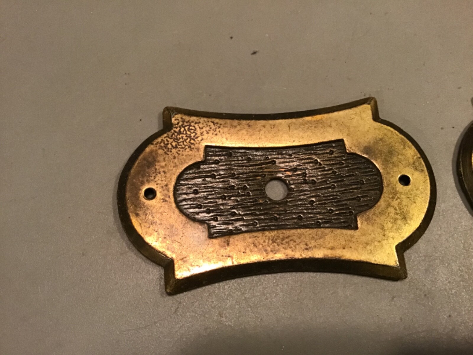 Lot of 4 NL Co. Brass Drawer Cabinet Pull Back Plates 2.5” with Center Holes