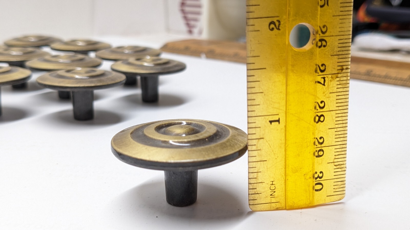 19 Vtg Round Mid Century Modern Knob Drawer Pulls 1.5” Handles Bullseye Mushroom
