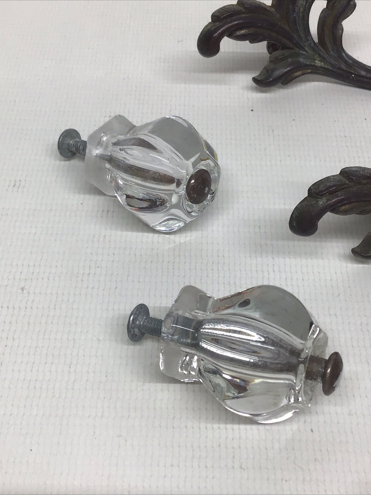 Vintage KBC French Provincial Drawer Pulls & 2 Crystal Knobs