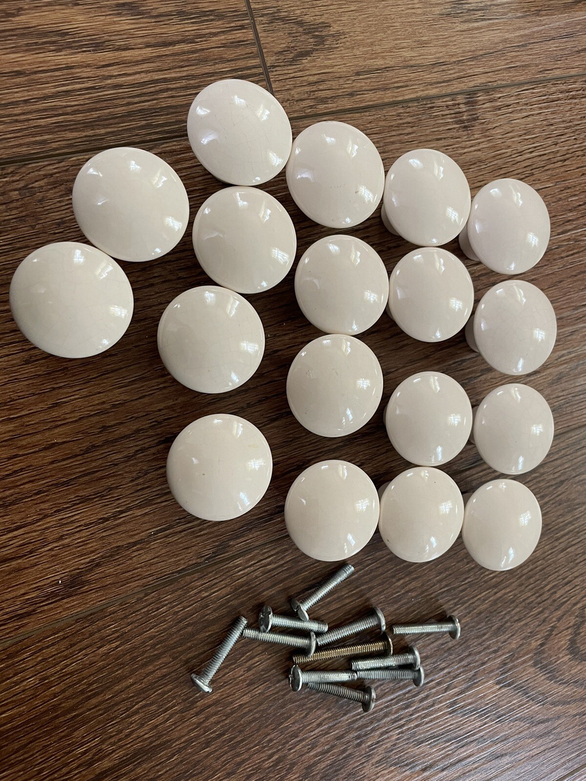 light Bage Ball Knob Ceramic Porcelain Cabinet Drawer Pull Vintage 1 1/4″ lot 18