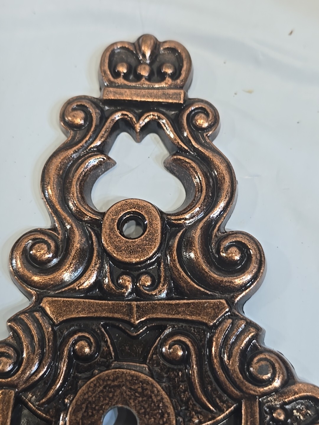 1970s Hyer Ornate Brass Cabinet Door Plate Large Hollywood Regency Vintage MCM