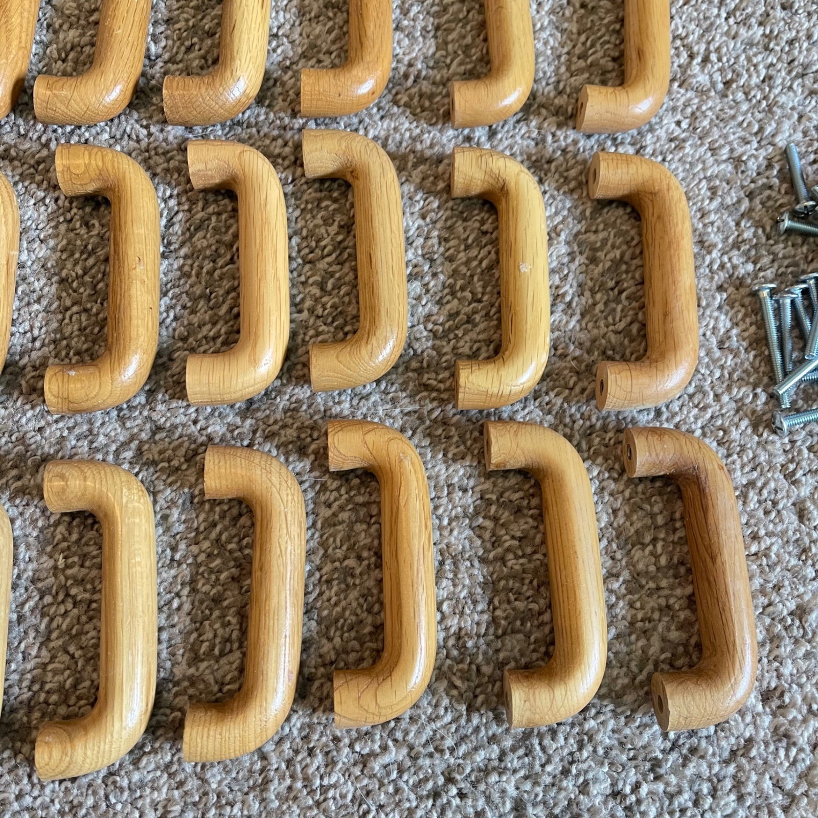 VTG Lot of 32 Wooden Drawer Handle Pull Tan Orange Color Cottage Natural Oak 3.5