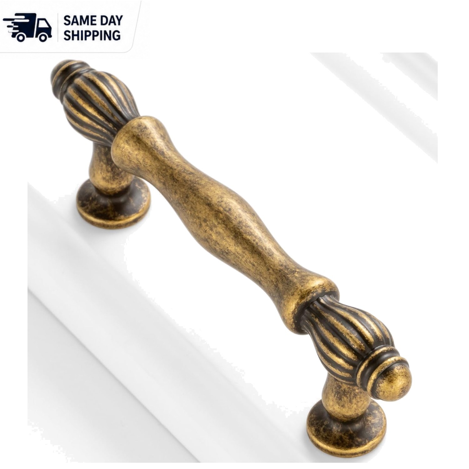 High-Quality 10 Pack Antique Brass Pull Handles – Ideal for Kitchen and Bedroom