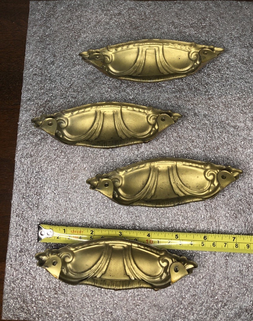 Four (4) Vintage Art Deco Waterfall Dresser Drawer Pulls