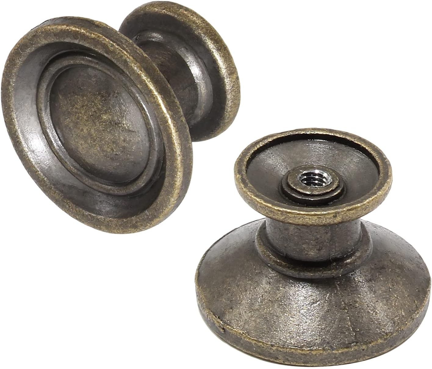 6 Pack Bronze Cabinet Knobs Round Antique Dresser Drawer Pulls Metal 1.1″