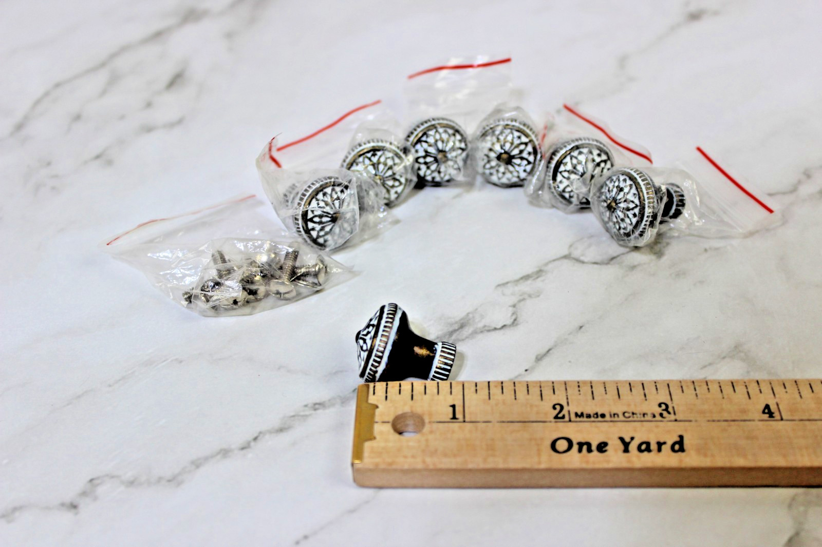 Seven Pc Vintage Like Ornate Brass Drawer Knobs Door Dresser Knobs