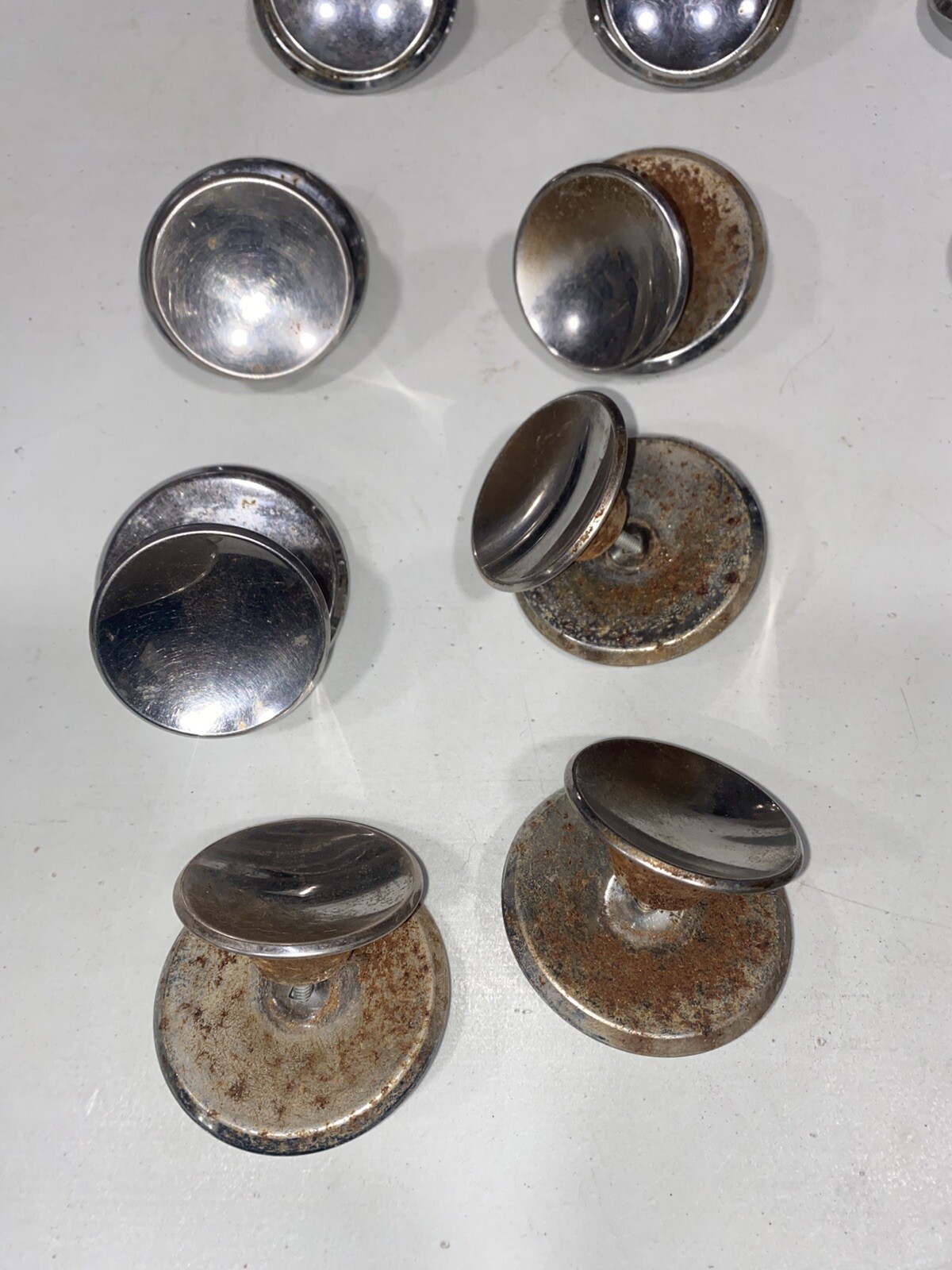 2 Vintage 2” Chrome Round Concave Cabinet Drawer Pull Knob & Backplate With Bolt
