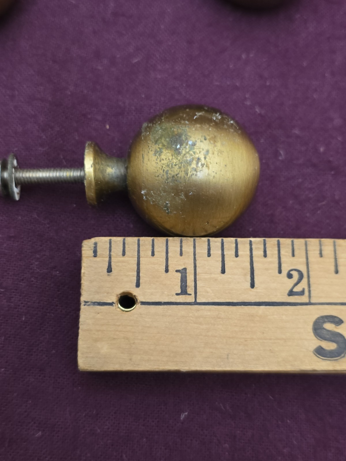 10 Solid Brass Drawer Pulls Round Cannon Ball Style Lot#1