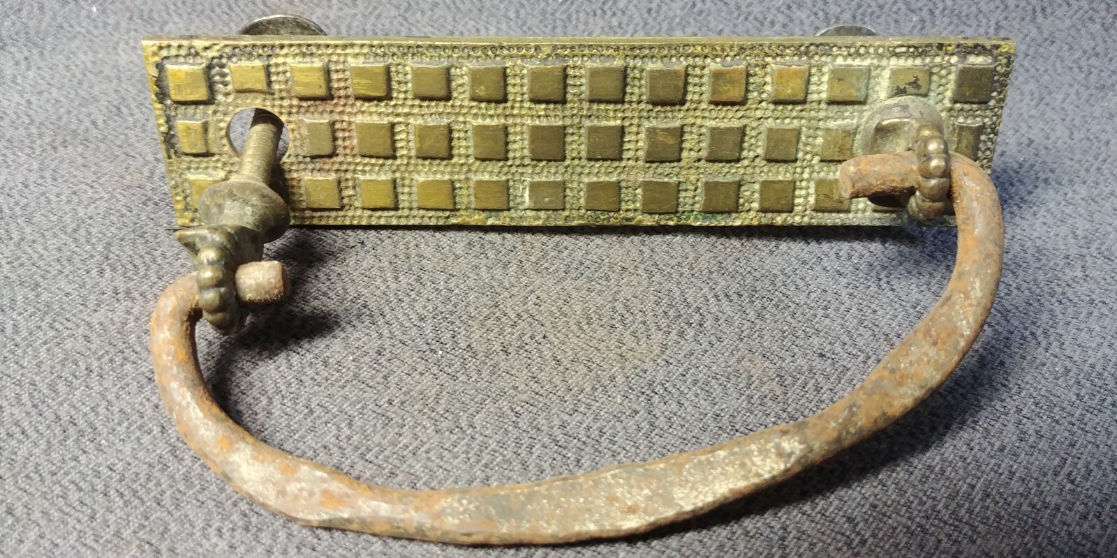 Victorian Square Solid Brass Back Iron Bail Drop Handle Furniture Pull Hardware